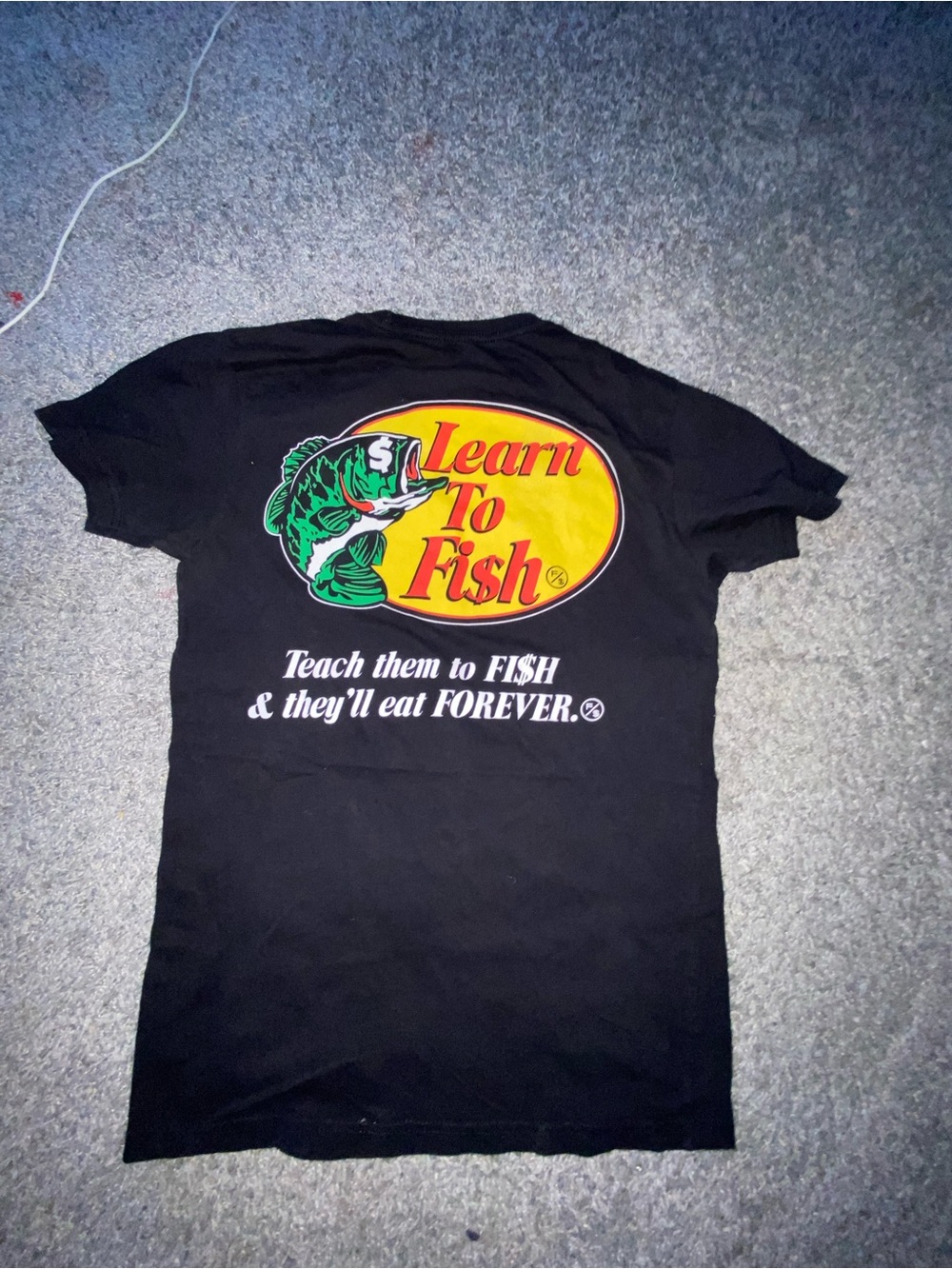 Learn To Fish Black Graphic Tee with Bass Logo